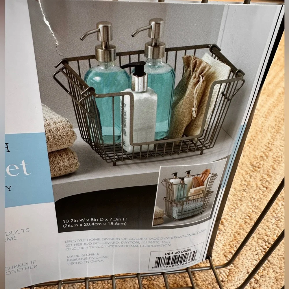 88 Main Vanity Stacking Bath Basket Champagne Finish, Space Saving, Stackable